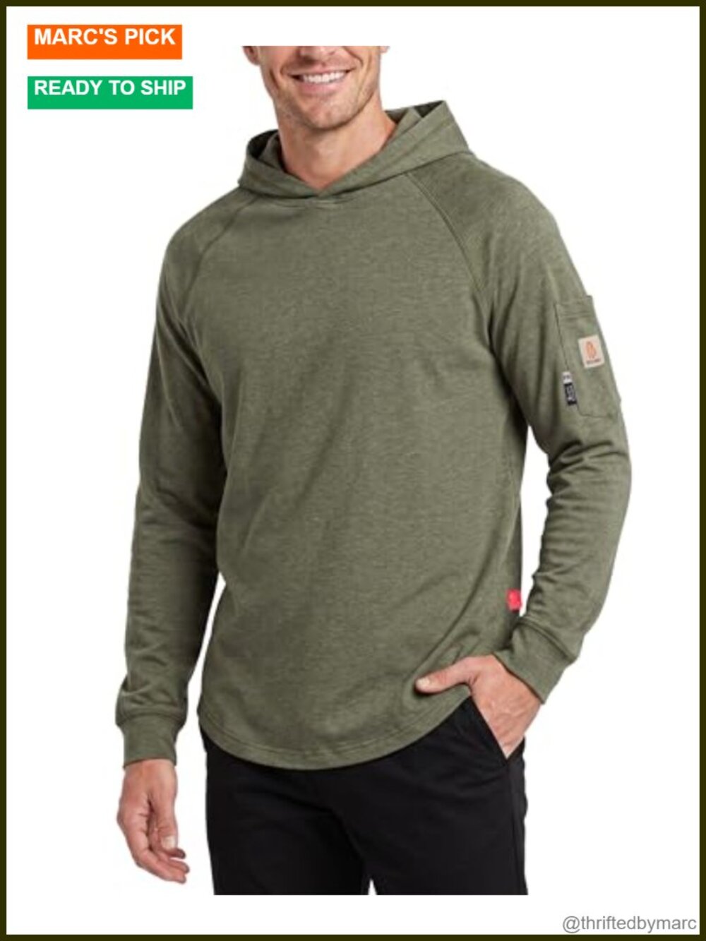 FR Hooded T-Shirt 6oz Flame Resistant Arc Rated CAT2 Workwear Long Sleeve